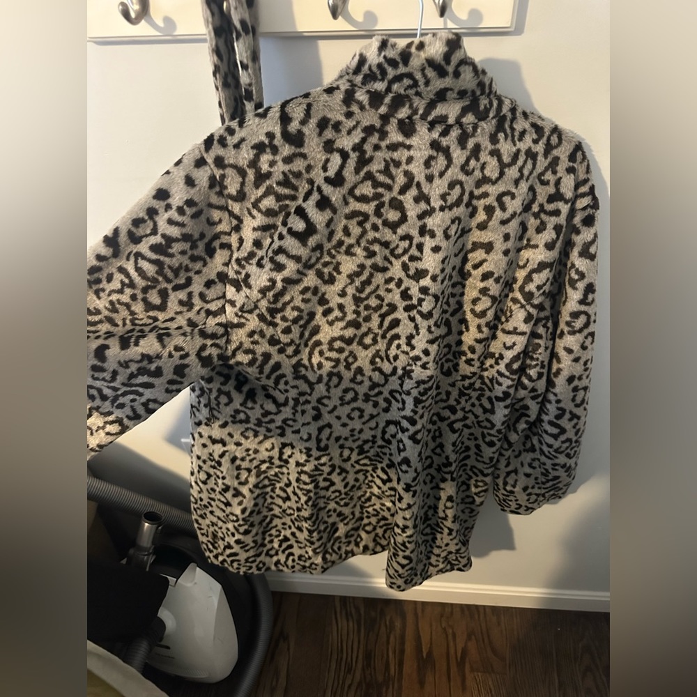 Chico’s Faux Fur Cheetah Print Jacket